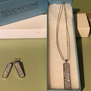 Touchstone Crystal Pave Pillar Necklace & Earnings